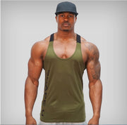 Fitness Spring And Summer New Men's U-collar Contrast Color Sports Vest Men's Breathable Running Training Wear Top